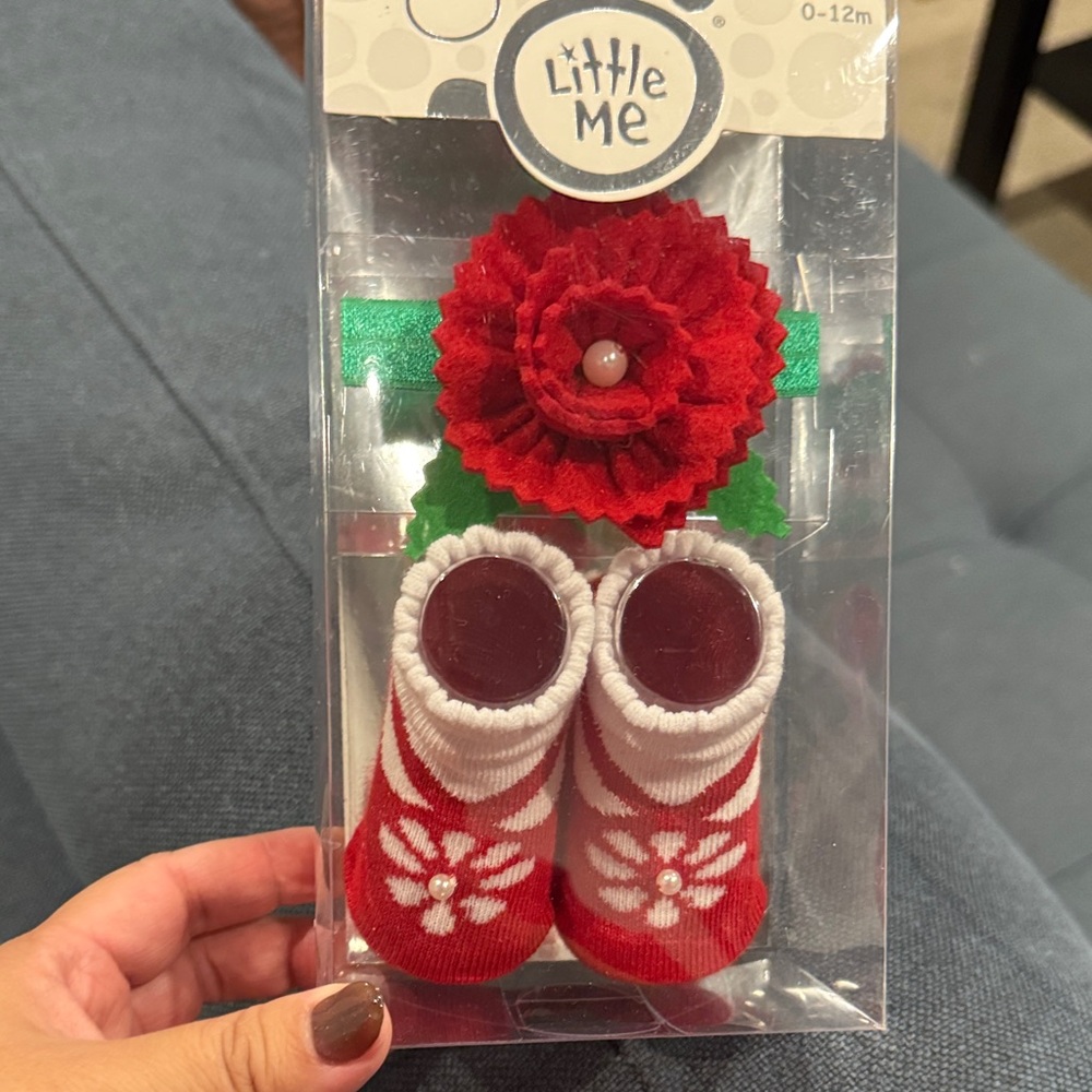 Little Me Red and White Baby Accessory Set